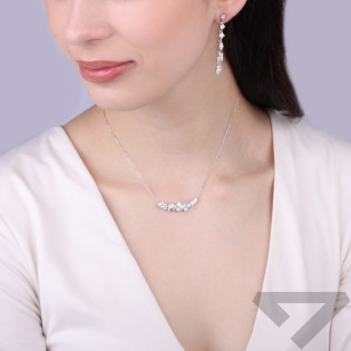 Komplet kolia i kolczyki z cyrkoniami o różnym szlifie, srebro 925