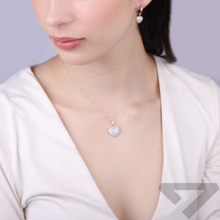 Komplet srebrny naszyjnik i kolczyki z sercem micro pave, próba 925