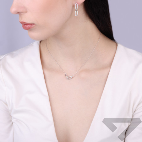 Komplet naszyjnik i kolczyki z owalami, srebro 925