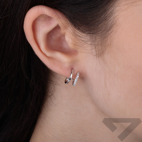 Kolczyki srebrne podwójne otwarte pazurki — gładkie i z cyrkoniami próba 925