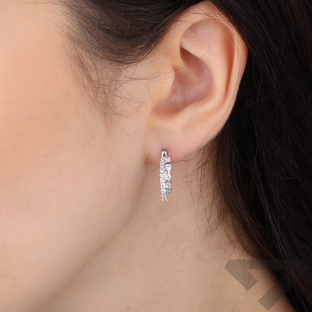 Kolczyki srebrne owalne podwójne koła z cyrkoniami próba 925