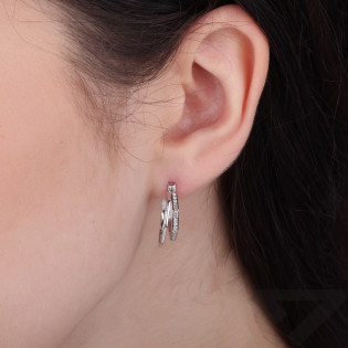 Kolczyki srebrne owalne w formie kanciastego sześcioboku próba 925