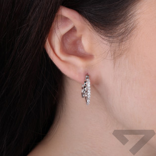 Kolczyki srebrne owalne podwójne koła z kwiatową otoczką i cyrkoniami próba 925