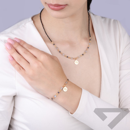 Naszyjnik znak zodiaku Panna z kamieniami naturalnymi srebro koloru złotego