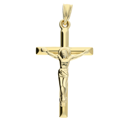 Krzyżyk złoty rurka z wizerunkiem próba 375