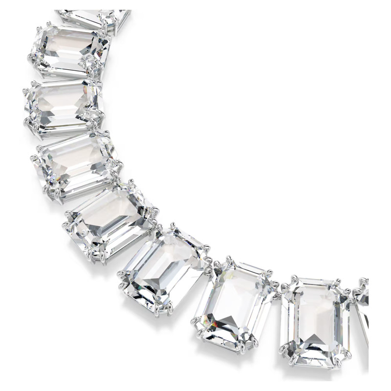 Naszyjnik Swarovski Millenia Duże kryształy, Szlif ośmiokątny, Biały, Powłoka z rodu