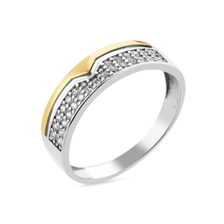 Pierścionek srebrny Line z cyrkoniami i blaszką 375