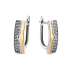 Kolczyki srebrne blaszki z cyrkoniami i paskiem złota 375 z boku