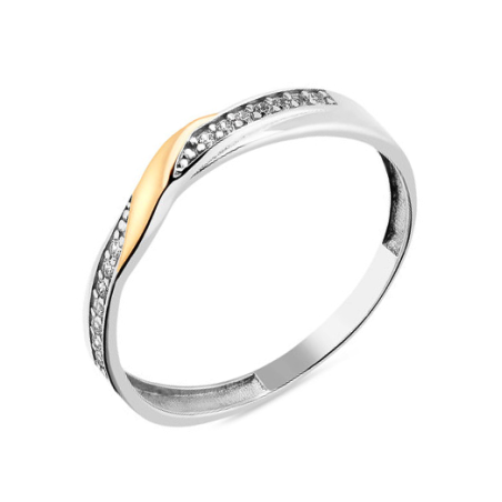 Pierścionek srebrny 925 z cyrkoniami i wstawką ze złota 375