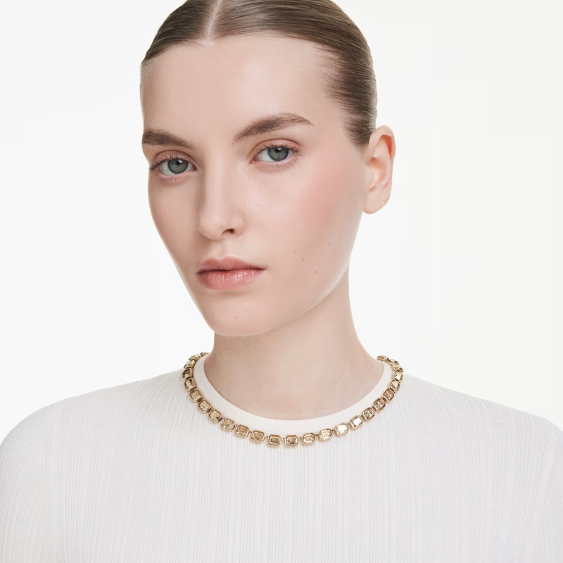 Naszyjnik Swarovski Millenia szlif ośmiokątny, żółty, powłoka w odcieniu złota