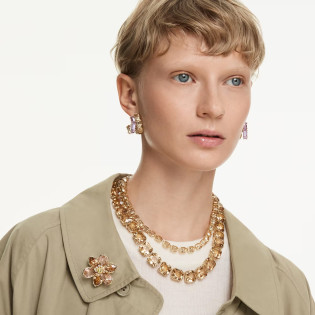 Naszyjnik Swarovski Millenia szlif ośmiokątny, żółty, powłoka w odcieniu złota