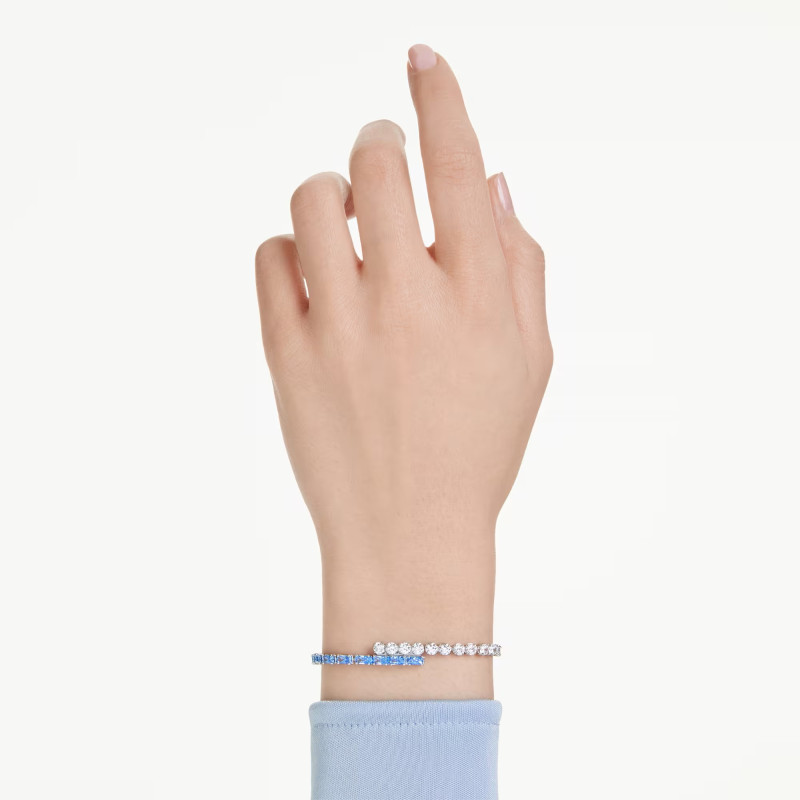 Bransoletka Swarovski Tennis Matrix szlify różnorodne, niebieska, powłoka z rodu