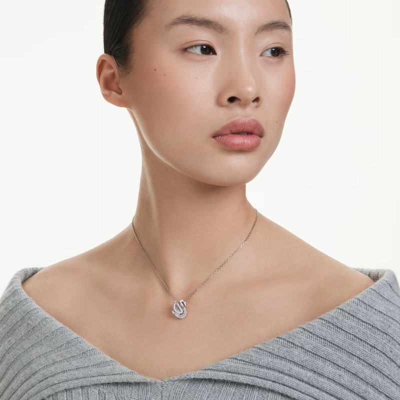 Naszyjnik Swarovski Swan szlify różnorodne, łabędź, biały