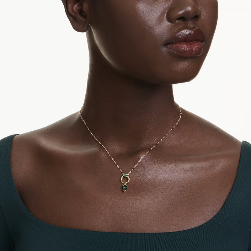 Naszyjnik Mesmera Szlify różnorodne, zielony, powłoka w odcieniu złota