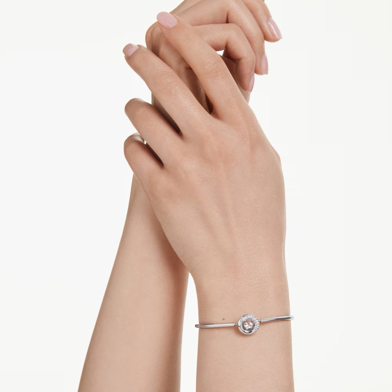 Bransoletka Swarovski typu bangle Dextera szlif okrągły, biała, powłoka z rodu