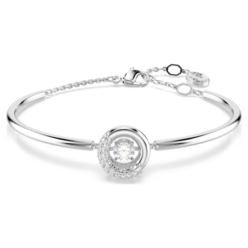Bransoletka Swarovski typu bangle Dextera szlif okrągły, biała, powłoka z rodu