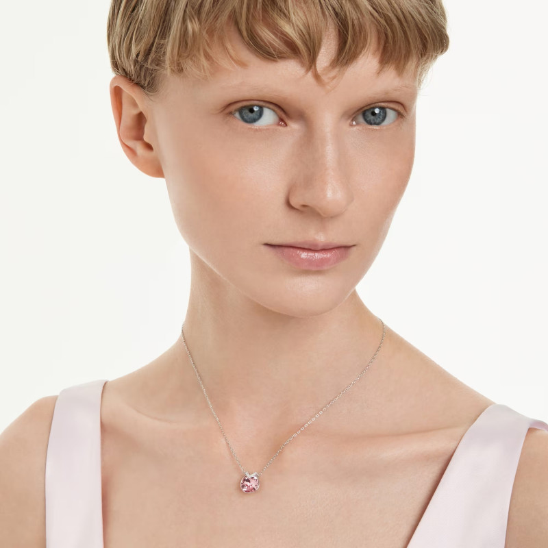 Naszyjnik Swarovski Bella V szlif okrągły, różowy, powłoka z rodu