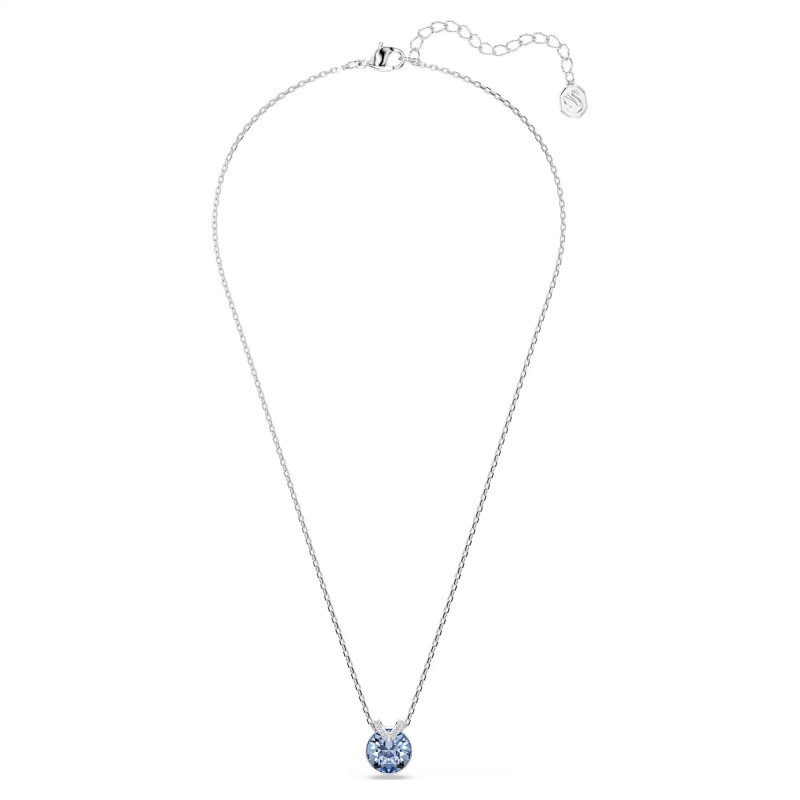 Naszyjnik Bella V szlif okrągły, niebieski, powłoka z rodu