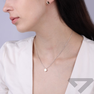 Kolczyki srebrne kwadrat pokryty złotą blaszką 375