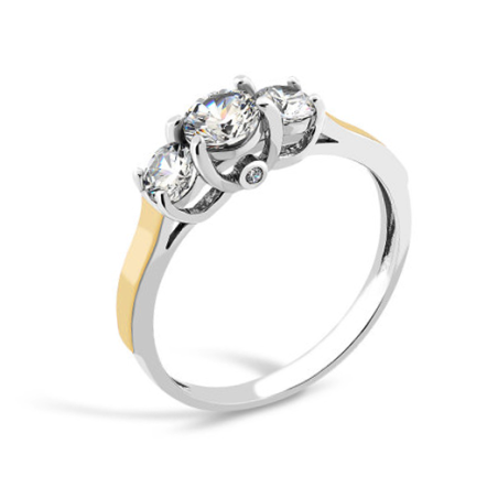 Pierścionek z cyrkoniami srebro i złoto próby 375