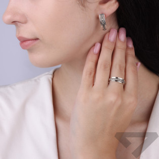 Kolczyki srebrne 925 oksydowane blaszki z markazytami