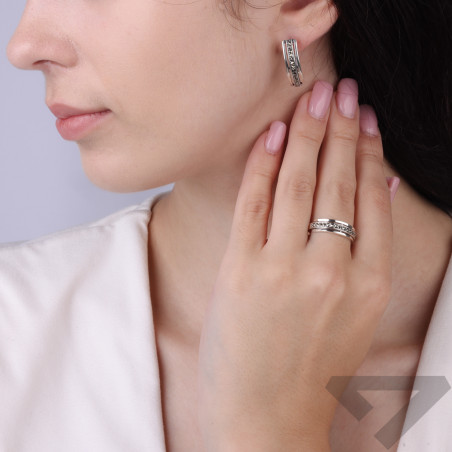 Kolczyki srebrne 925 oksydowane blaszki z markazytami