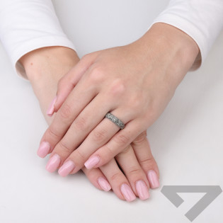 Pierścionek z markazytami i oksydą Line srebro 925