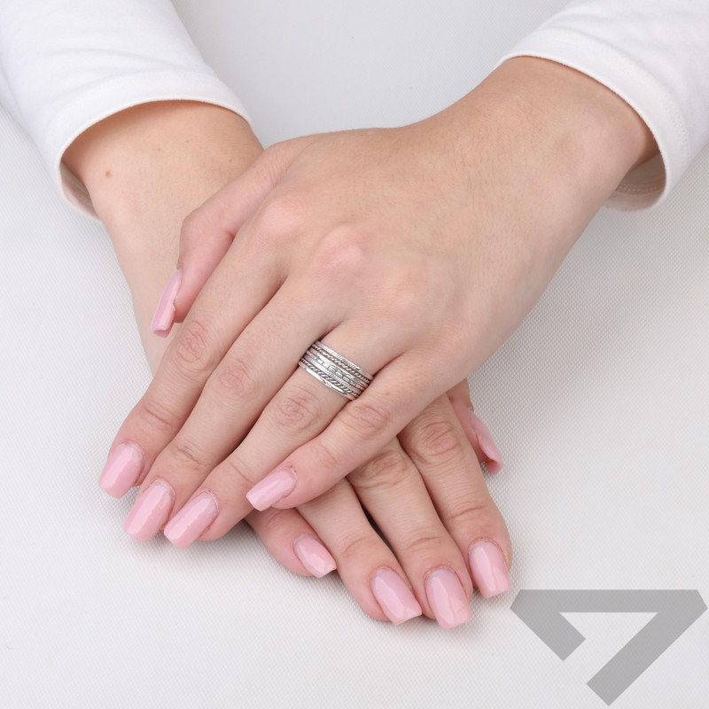 Pierścionek złączone ringsy w jeden srebro 925