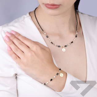 Bransoleta znak zodiaku Bliźnięta z kamieniami naturalnymi srebro koloru złotego