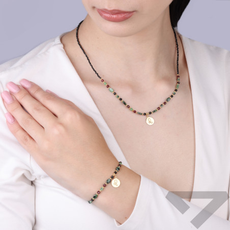 Bransoletka znak zodiaku Lew z kamieniami naturalnymi srebro 925 koloru złotego