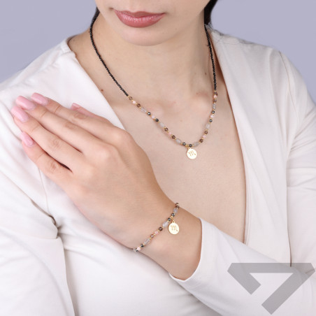 Bransoletka znak zodiaku Skorpion z kamieniami naturalnymi srebro 925 koloru złotego