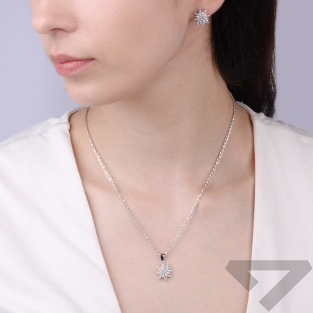 Komplet biżuterii kolczyki i wisiorek z cyrkoniami, srebro 925