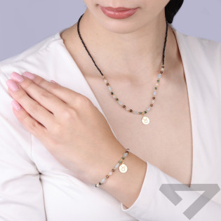 Naszyjnik znak zodiaku Byk z kamieniami naturalnymi srebro 925 koloru złotego