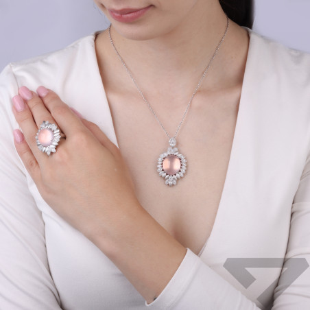 Srebrny wisior z kwarcem różowym próba 925