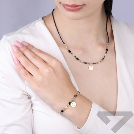 Bransoletka znak zodiaku Rak z kamieniami naturalnymi srebro 925 koloru złotego