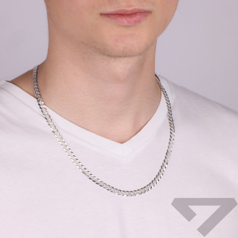 Łańcuszek pancer pave ze srebra 6 mm