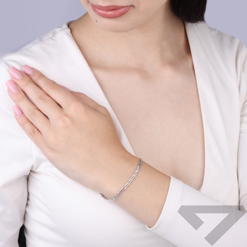 Bransoletka srebrna tiger eye rodowana 3 mm