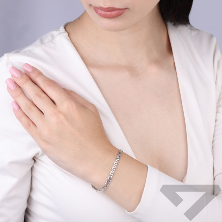 Bransoletka srebrna rodowana próba 925 splot tiger eye 4 mm