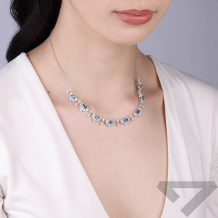 Naszyjnik srebrny 925 z topazem blue London i cyrkoniami
