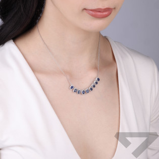 Naszyjnik srebrny 925 z naturalnym szafirem i cyrkoniami