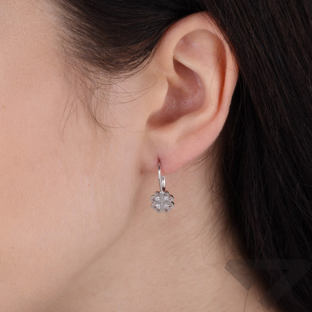 Kolczyki srebrne koniczynki z serc, próba 925