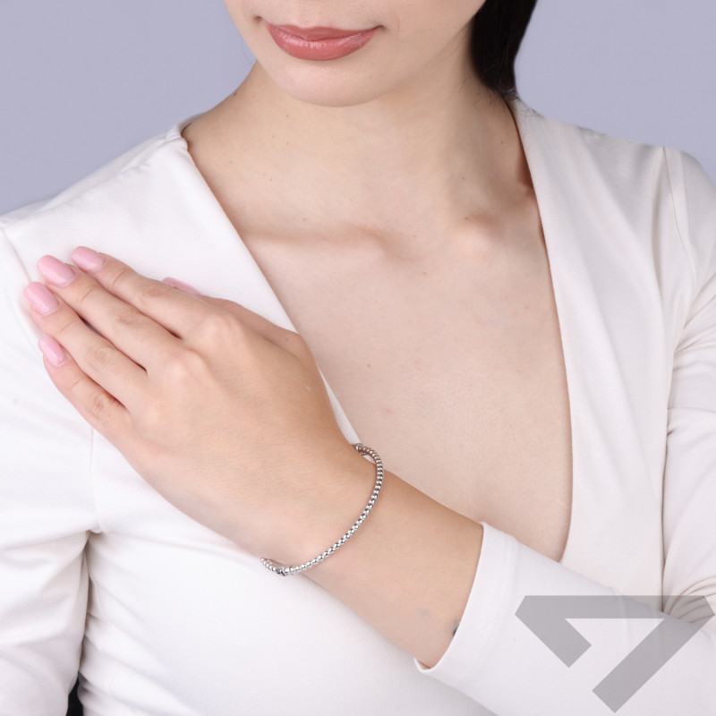 Bransoletka srebrna typu bangle z dmuchanych kulek próba 925