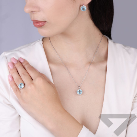 Pierścionek srebrny 925 okrągła markiza z cyrkonią barwy topazu