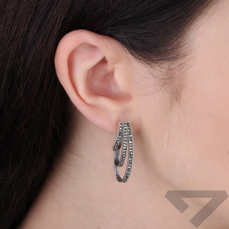 Kolczyki srebrne 925 wiszące z markazytami