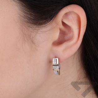 Kolczyki balszki z cyrkoniami ze srebra 925 ze złotą wstawką próby 375