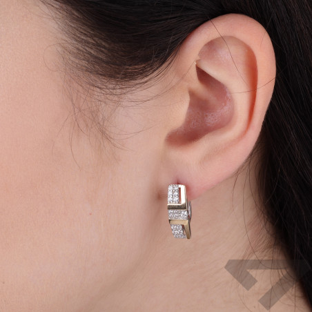 Kolczyki balszki z cyrkoniami ze srebra 925 ze złotą wstawką próby 375
