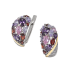 Kolczyki kopułki srebrne 925 z cyrkoniami w odcieniu różu i fioletu i złotą blaszką 375