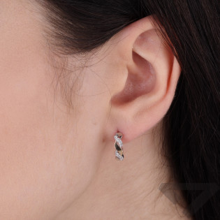 Kolczyki srebrne kółeczko przeplatane z cyrkoniami i blaszką 375