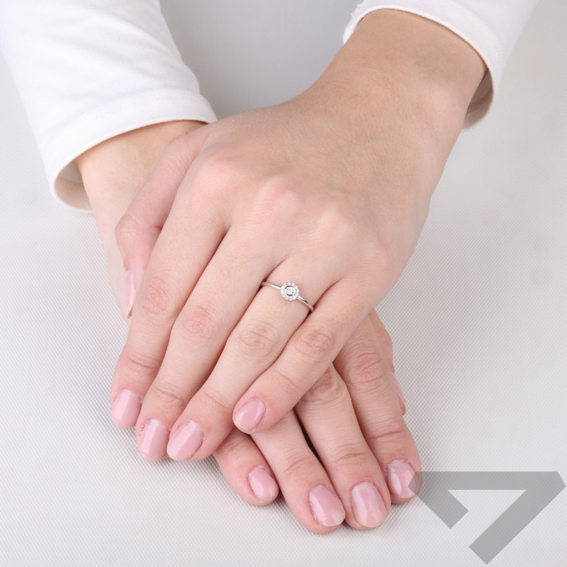 Pierścionek srebrny markiza okrągła, srebro 925