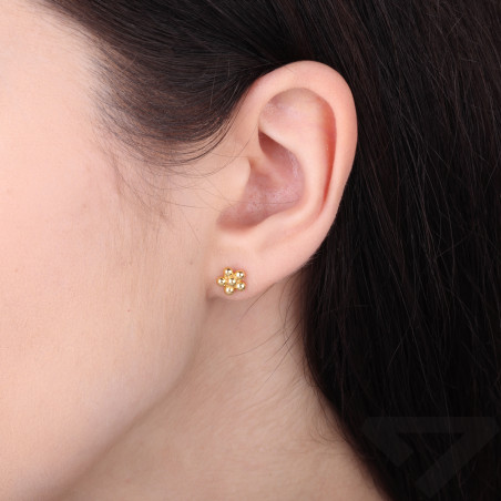 Kolczyki kwiatki z kulek blask, srebro 925 koloru złotego